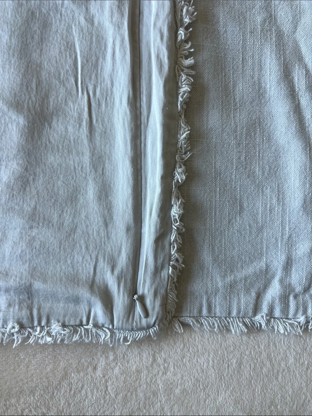 CASALUNA Heavyweight Linen Blend Light Gray Fringed king sham